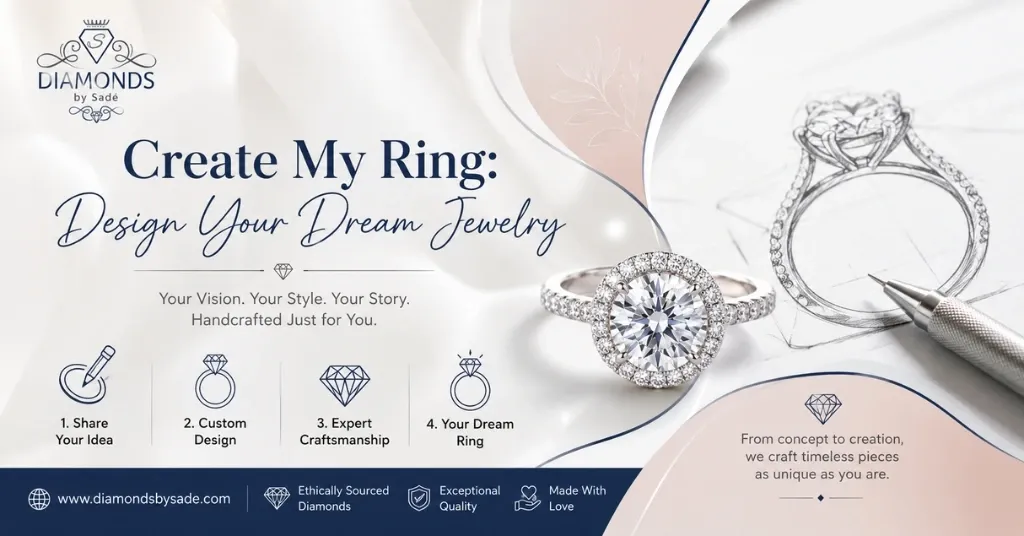 Create your dream ring with custom diamonds, gemstones, and settings. Design a one-of-a-kind piece crafted just for your love story.