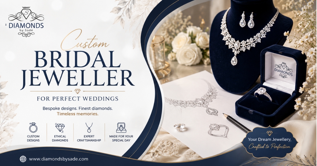 Discover custom bridal jewellery crafted for perfect weddings, featuring elegant engagement rings, necklaces, earrings, and timeless designs.