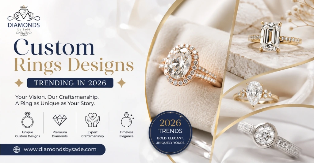 Explore custom rings designs trending in 2026, featuring unique settings, lab-grown diamonds, colored gemstones, and personalized styles for every occasion.